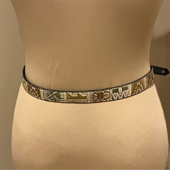 Nava To-A-T Native American Patterned Belt with Dark Bronze Buckle, size Medium - Picture 3 of 5